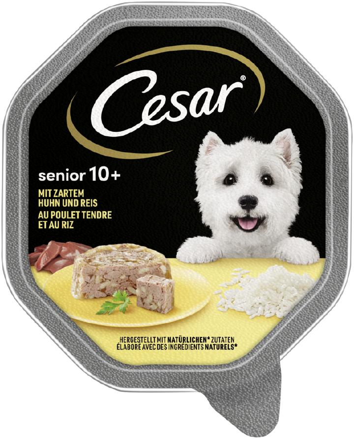 Cesar Hunde-Nassfutter Vital 10+ mit zartem Huhn und Reis in Gelee 150 g